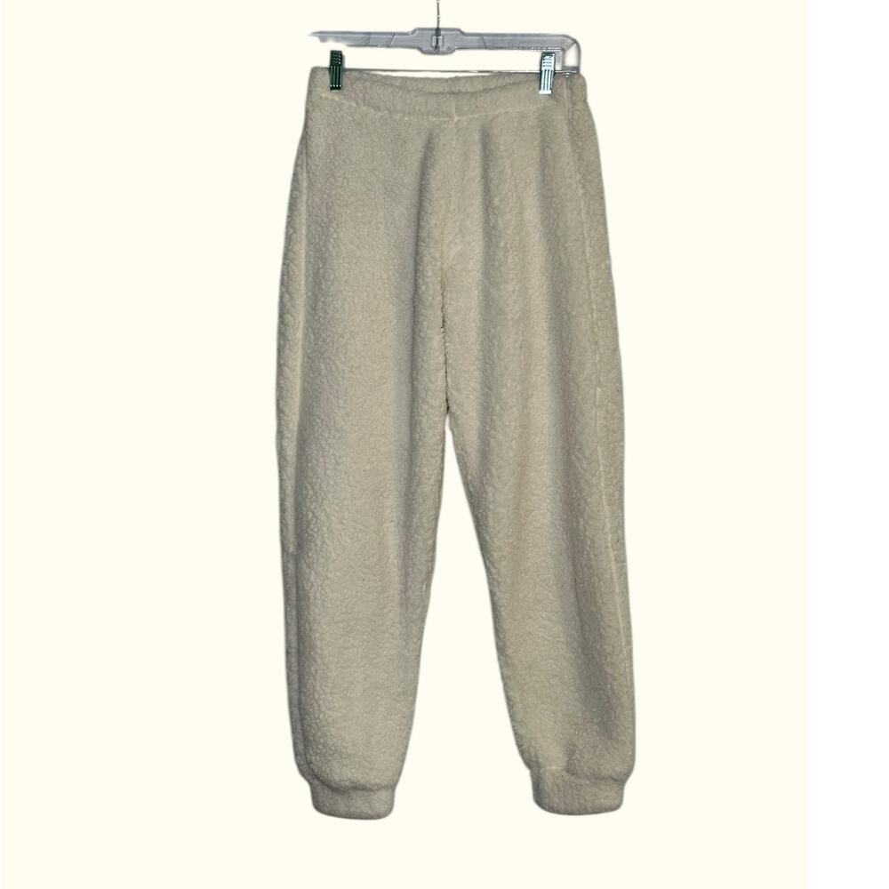 Lemite white teddy pull on lounge pants size Small